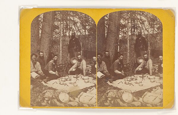 Three Stereographs, Thomas Moran (American (born England), Bolton, Lancashire 1837–1926 Santa Barbara, California), Three stereographs, mounted at corners on archival paperboard backing framed in Plexiglas, American