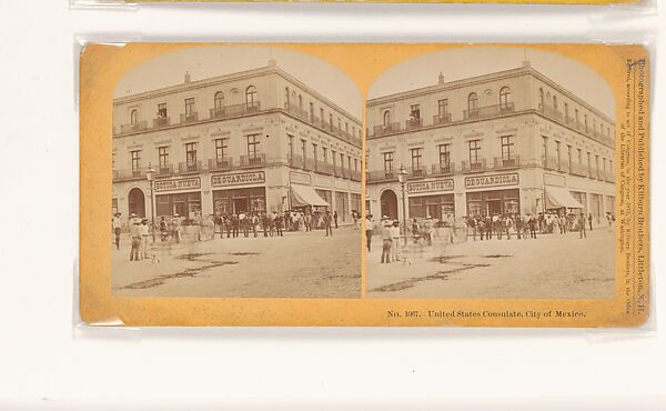 Three Stereographs, Thomas Moran (American (born England), Bolton, Lancashire 1837–1926 Santa Barbara, California), Three stereographs, mounted at corners on archival paperboard backing framed in Plexiglas, American