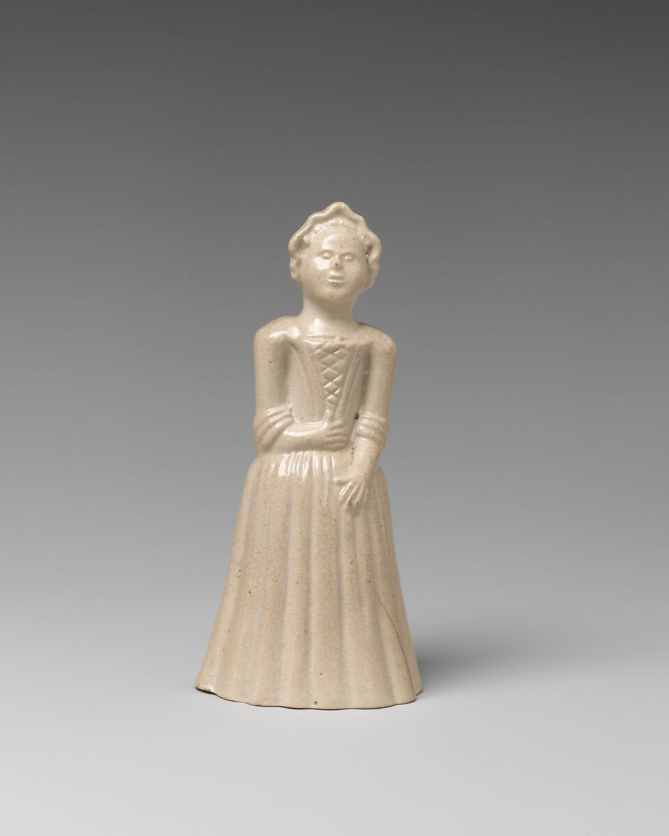 Figure of a woman, Salt-glazed stoneware, British, Staffordshire 