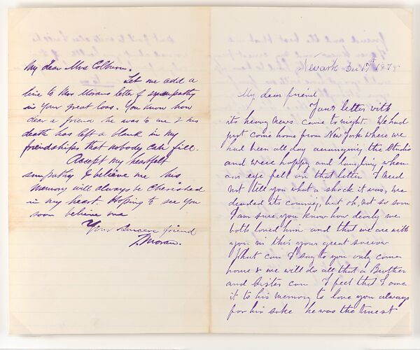 Letters of Mr. and Mrs. Thomas Moran, Thomas Moran (American (born England), Bolton, Lancashire 1837–1926 Santa Barbara, California), Lined wove paper, American