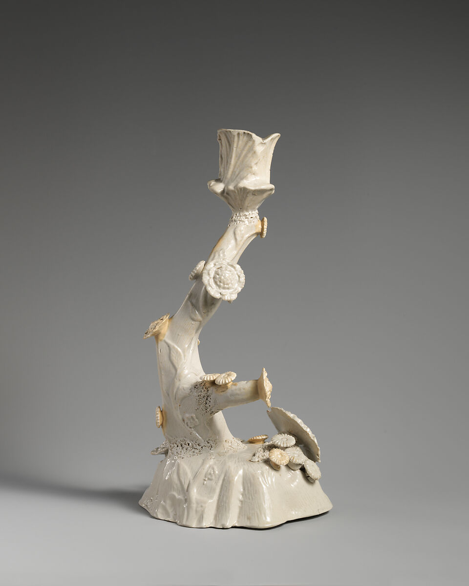 Candlestick, Salt-glazed stoneware, British, Staffordshire