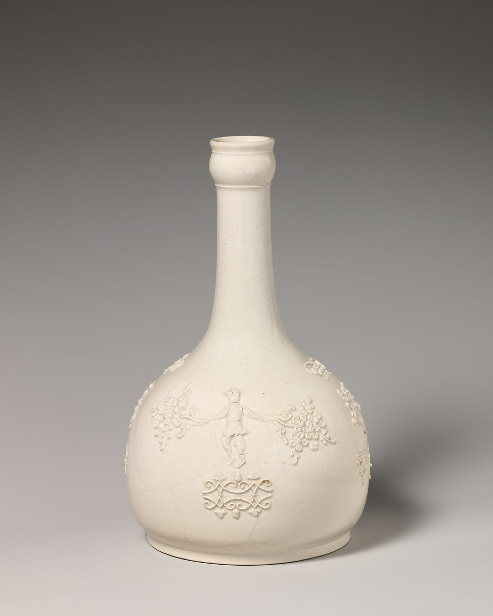 Water bottle, Salt-glazed stoneware, British, Staffordshire 