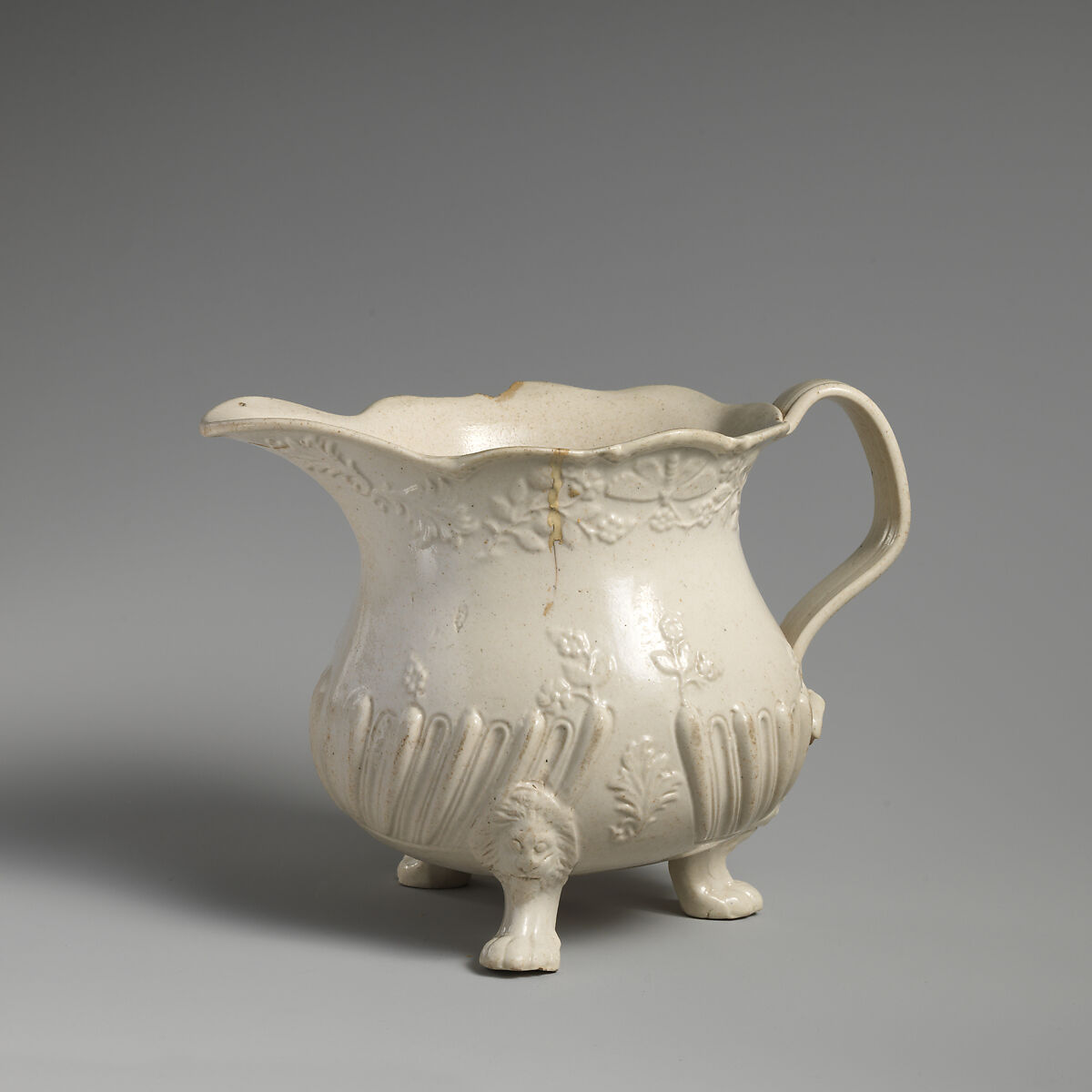 Jug, Salt-glazed stoneware, British, Staffordshire 