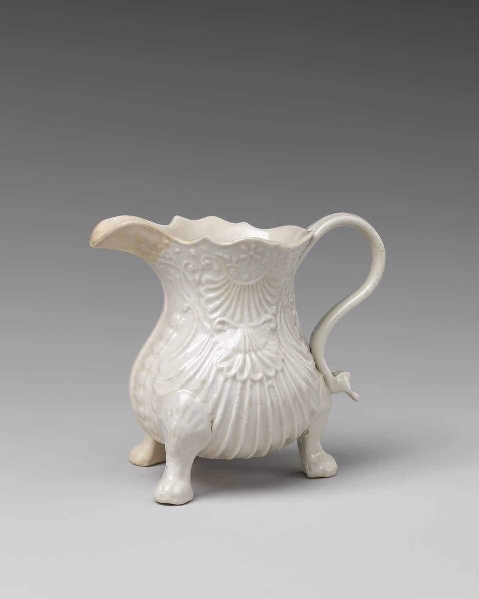 Cream jug, Salt-glazed stoneware, British, Staffordshire 