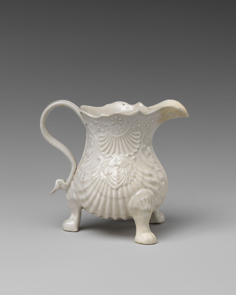 Cream jug, Salt-glazed stoneware, British, Staffordshire