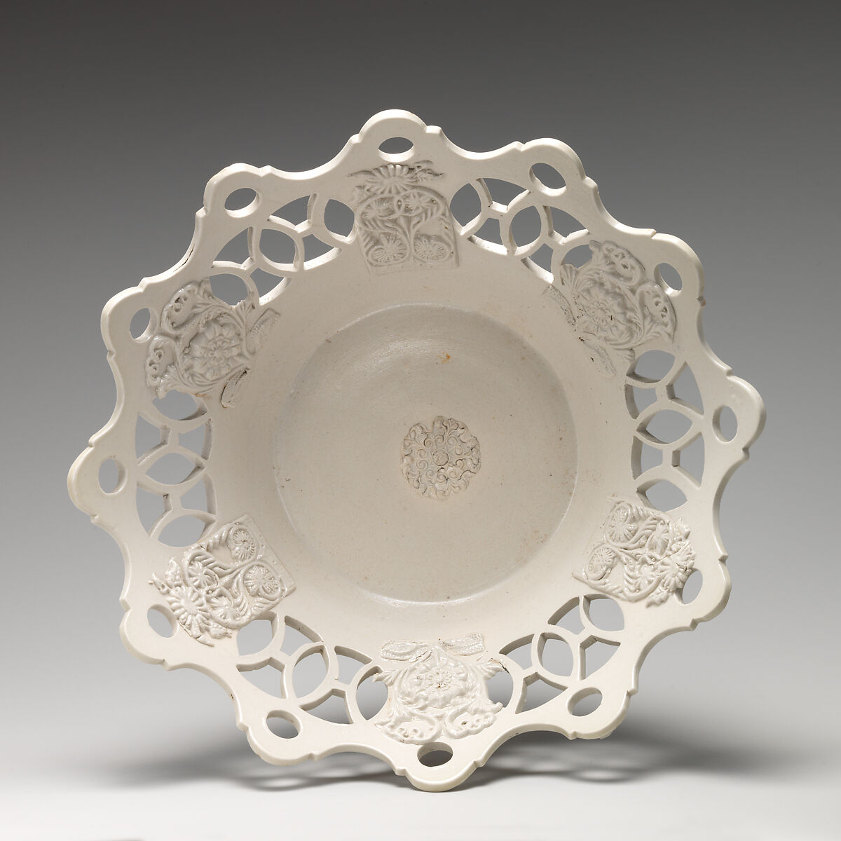 Basket, Attributed to Ralph Baddeley  , Shelton, Staffordshire, Salt-glazed stoneware, possibly British, Shelton, Staffordshire