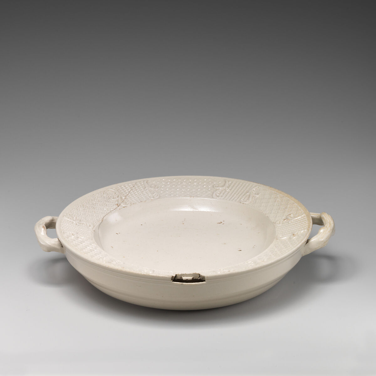 Hot water plate, Salt-glazed stoneware, British, Staffordshire 