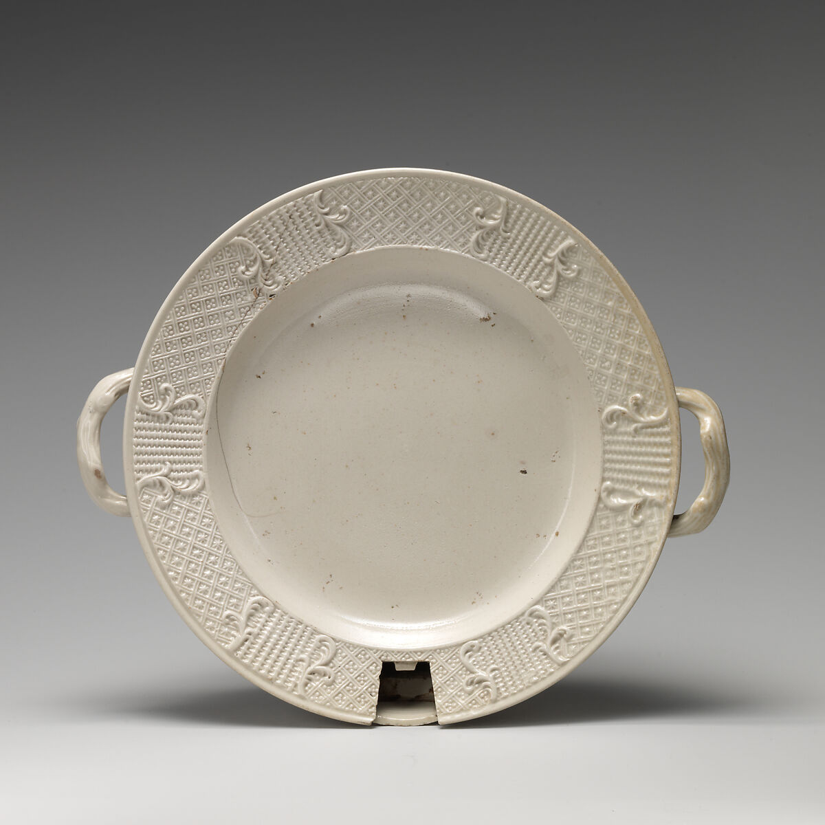Hot water plate, Salt-glazed stoneware, British, Staffordshire
