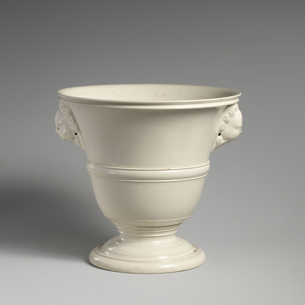 Cachepot, Salt-glazed stoneware, British, Staffordshire 