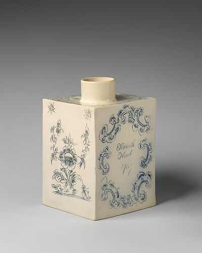 Tea caddy incised with “Elizabeth Floud 1767”