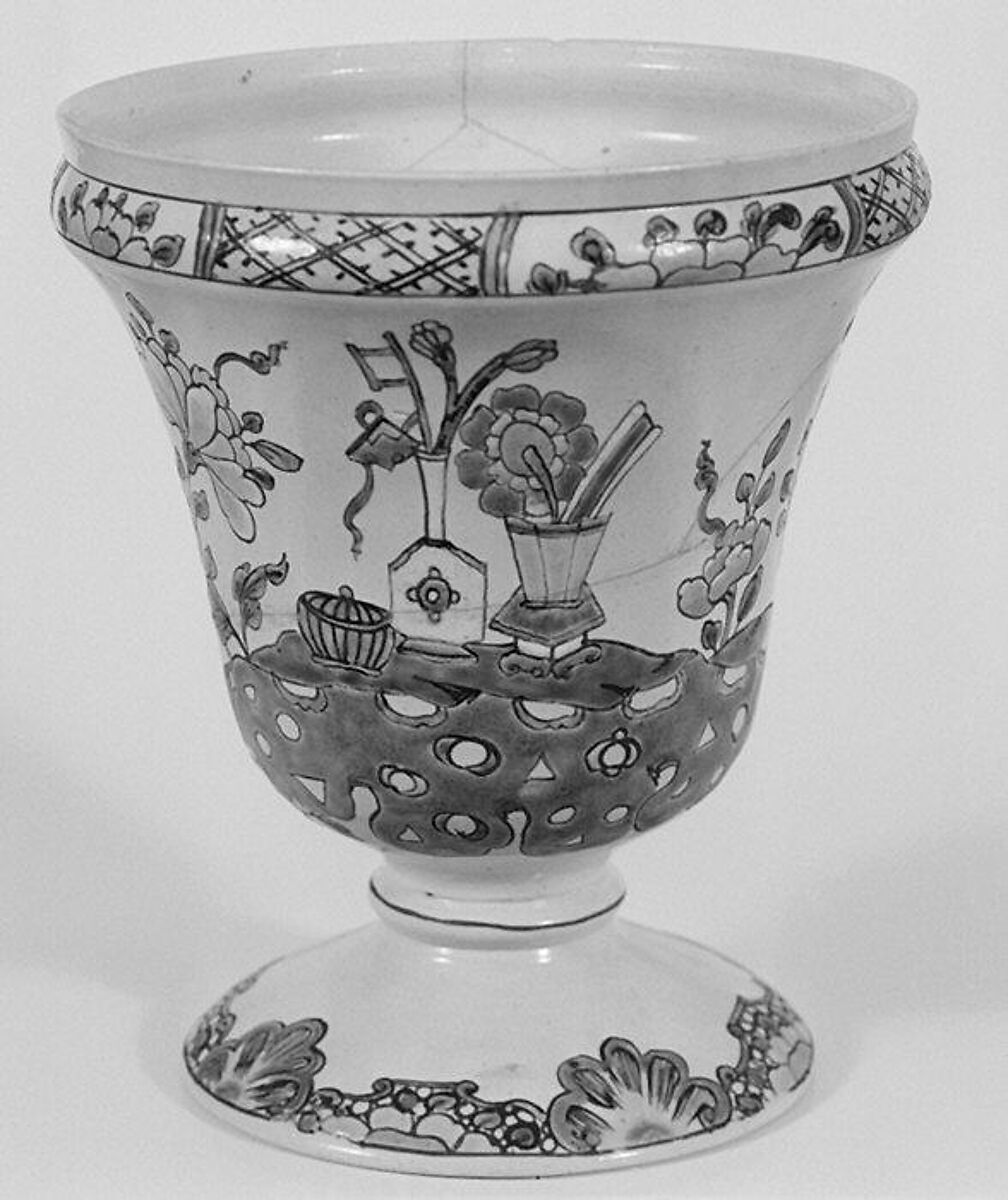 Vase, Salt-glazed stoneware, British, Staffordshire 