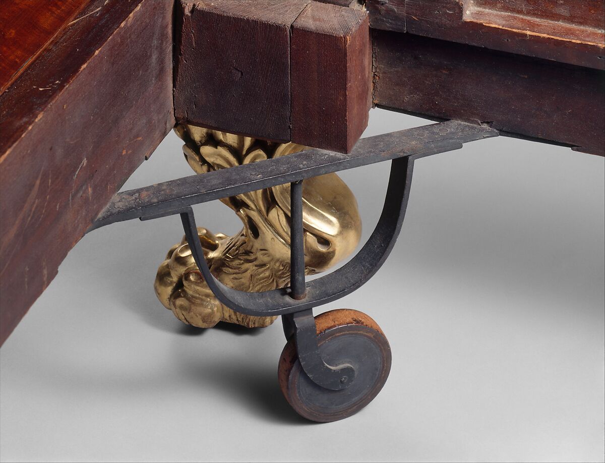 Bedstead, Charles-Honoré Lannuier (France 1779–1819 New York), Mahogany, ebony and rosewood (secondary woods: ash and yellow poplar), gilded gesso, die-cut and stamped brass, and iron