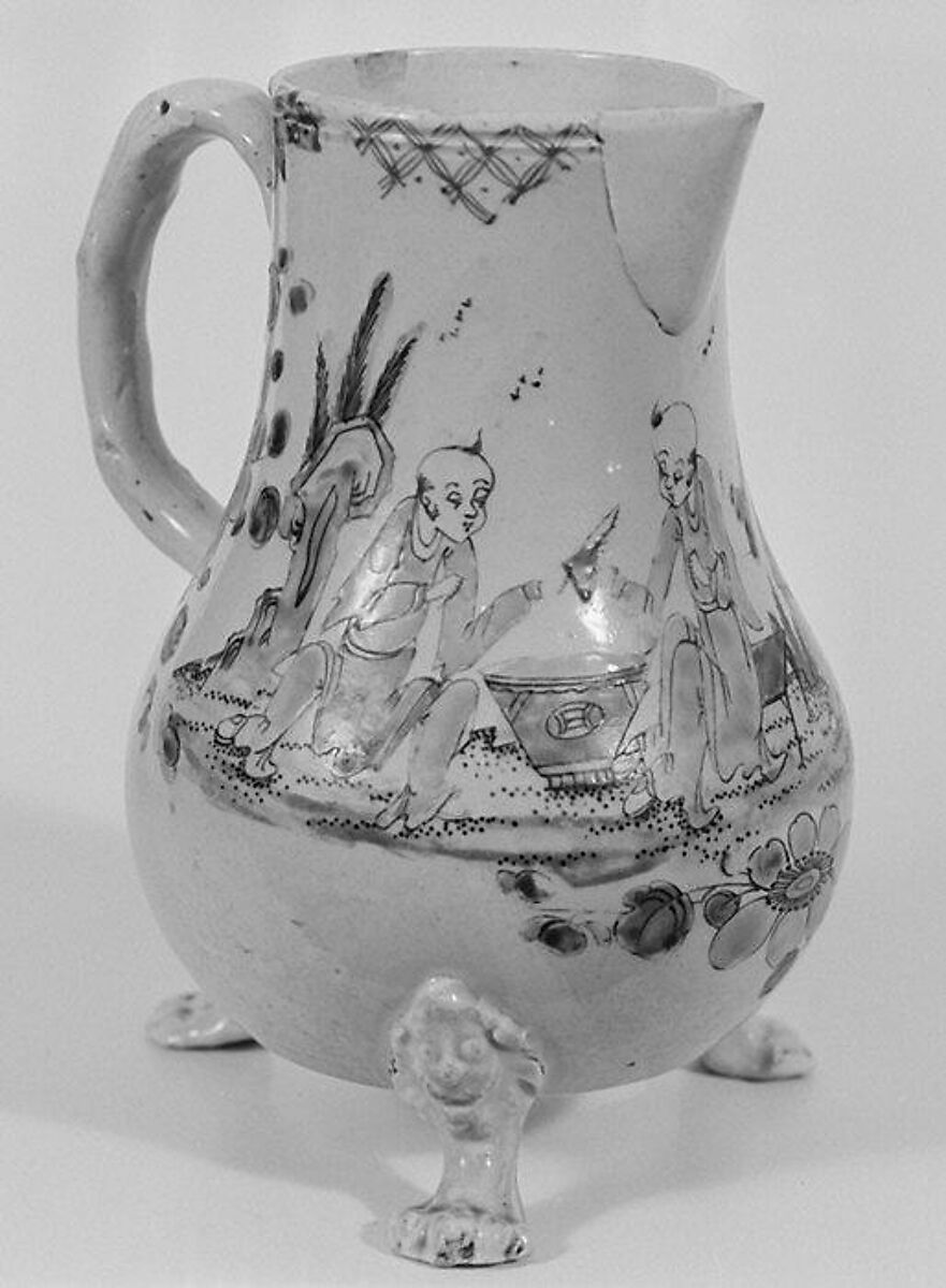 Cream jug, Salt-glazed stoneware, British, Staffordshire 