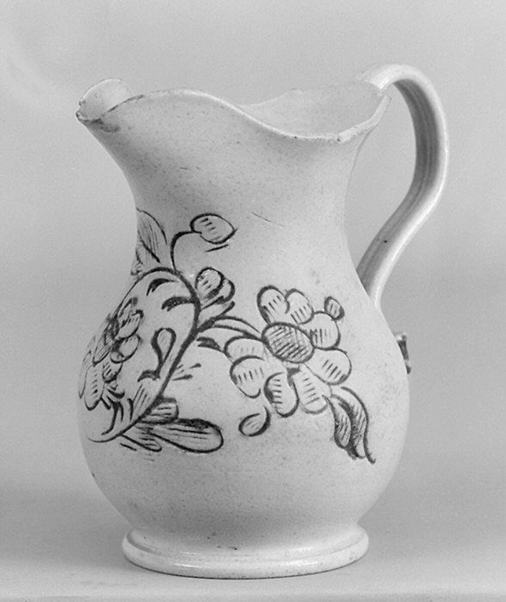 Cream jug, Salt-glazed stoneware, British, Staffordshire 