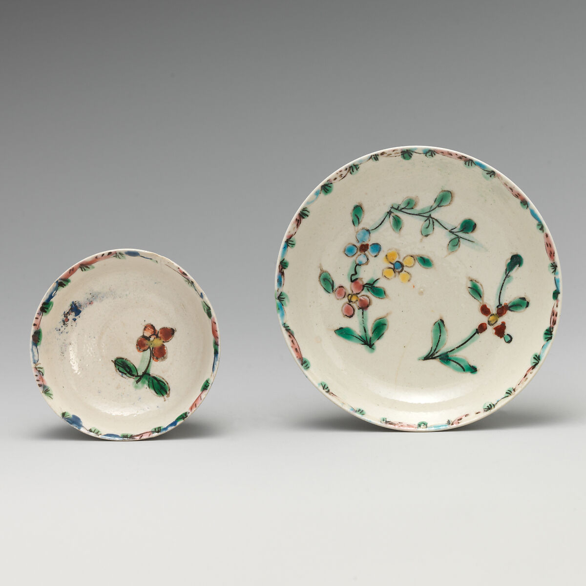 Cup and saucer, Salt-glazed stoneware, British, Staffordshire 