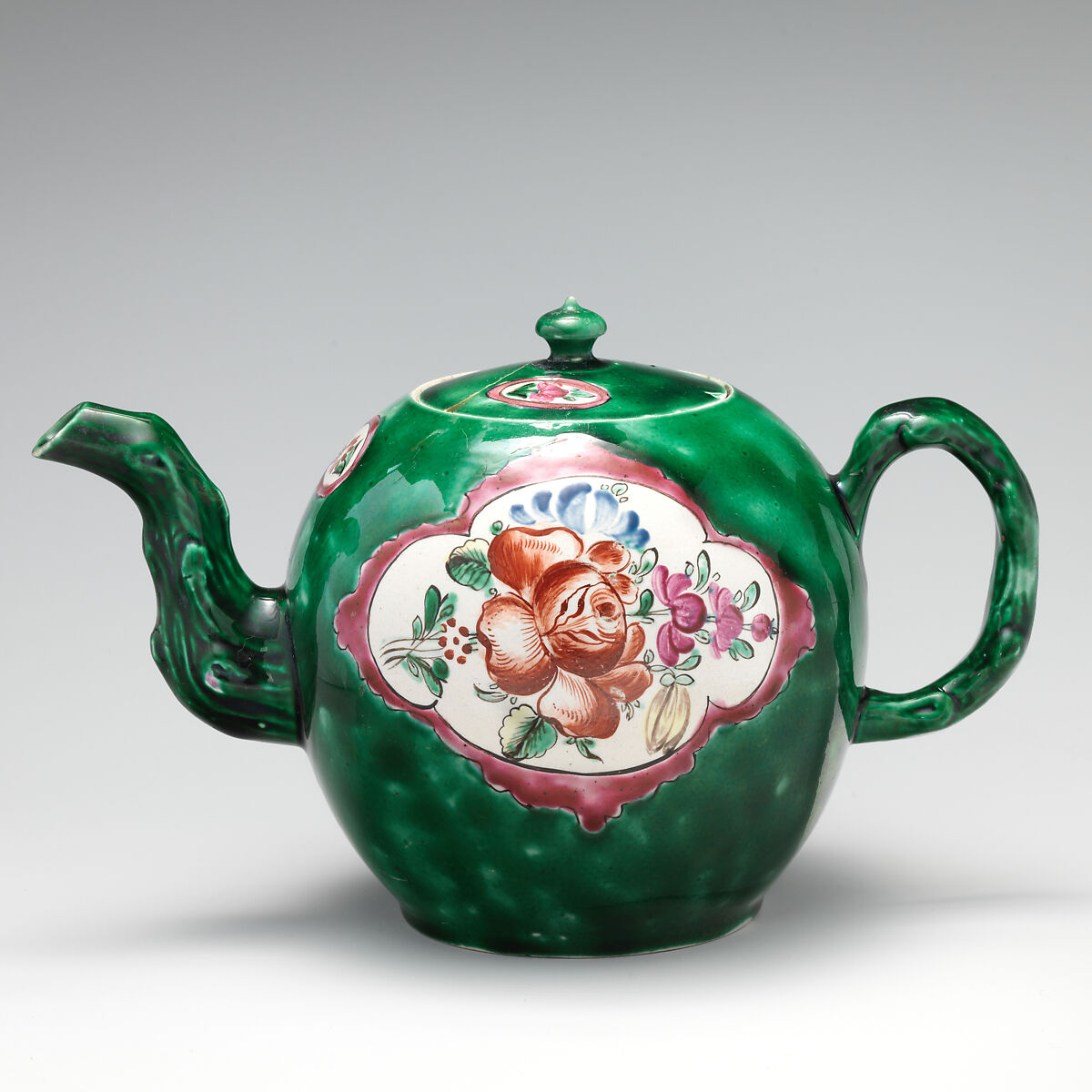 Teapot, Salt-glazed stoneware, British, Staffordshire 
