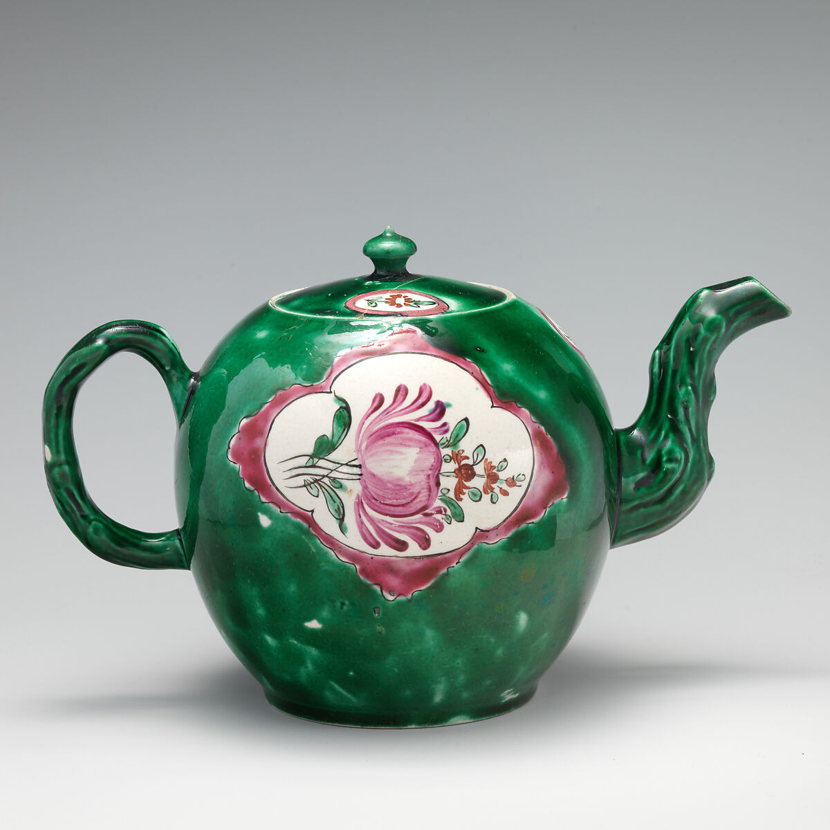 Teapot, Salt-glazed stoneware, British, Staffordshire