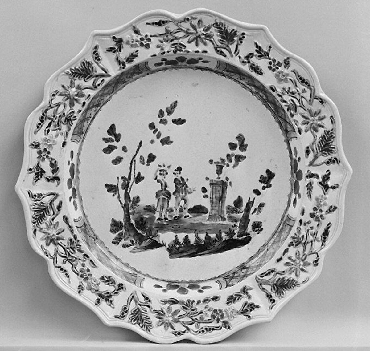 Plate, Salt-glazed stoneware, British, Staffordshire 