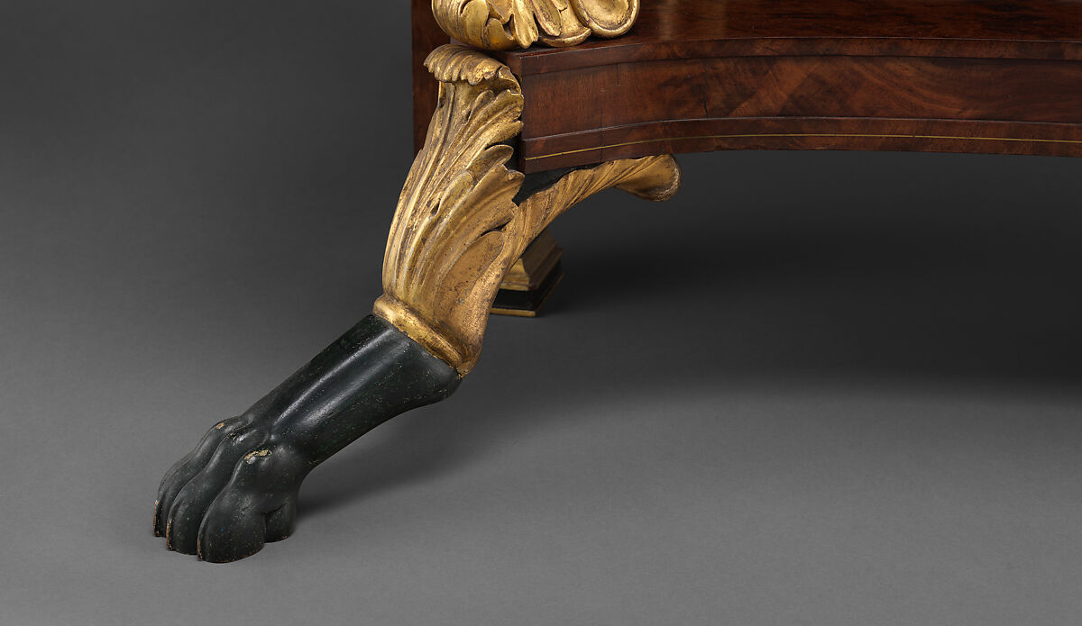 Pier Table, Charles-Honoré Lannuier (France 1779–1819 New York), Mahogany, mahogany veneer, pine, tulip poplar, maple, marble, gilded brass, die-stamped brass, plate glass, American