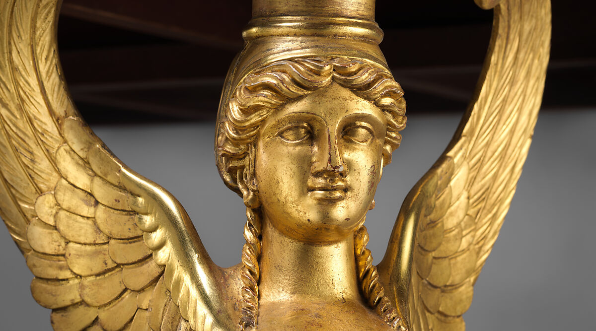 Pier Table, Charles-Honoré Lannuier (France 1779–1819 New York), Mahogany, mahogany veneer, pine, tulip poplar, maple, marble, gilded brass, die-stamped brass, plate glass, American