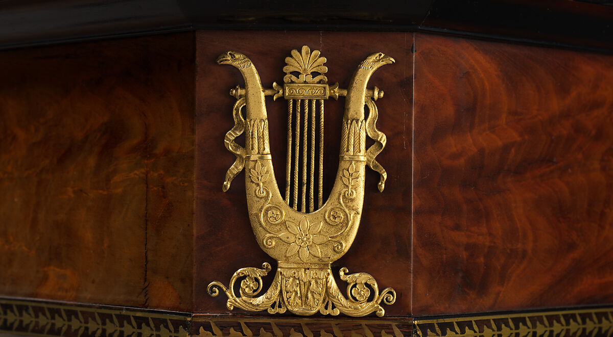 Pier Table, Charles-Honoré Lannuier (France 1779–1819 New York), Mahogany, mahogany veneer, pine, tulip poplar, maple, marble, gilded brass, die-stamped brass, plate glass, American