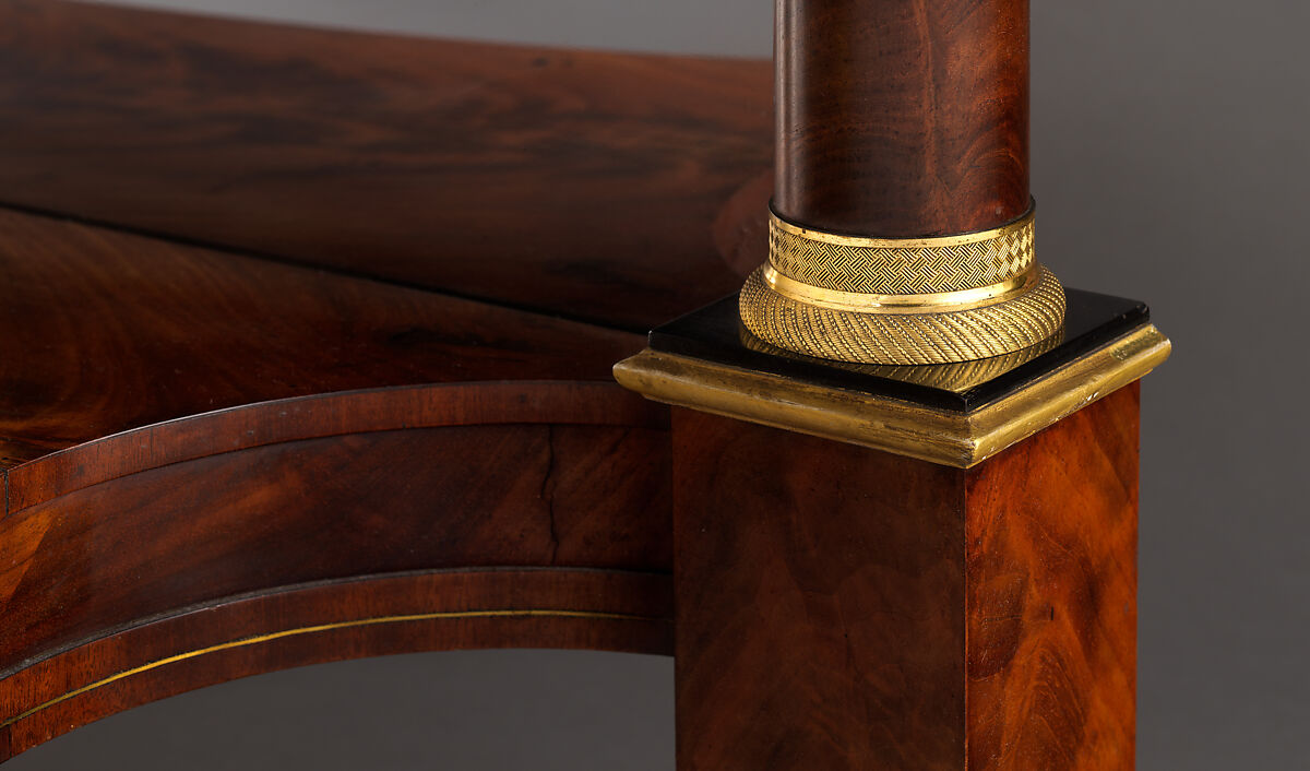 Pier Table, Charles-Honoré Lannuier (France 1779–1819 New York), Mahogany, mahogany veneer, pine, tulip poplar, maple, marble, gilded brass, die-stamped brass, plate glass, American