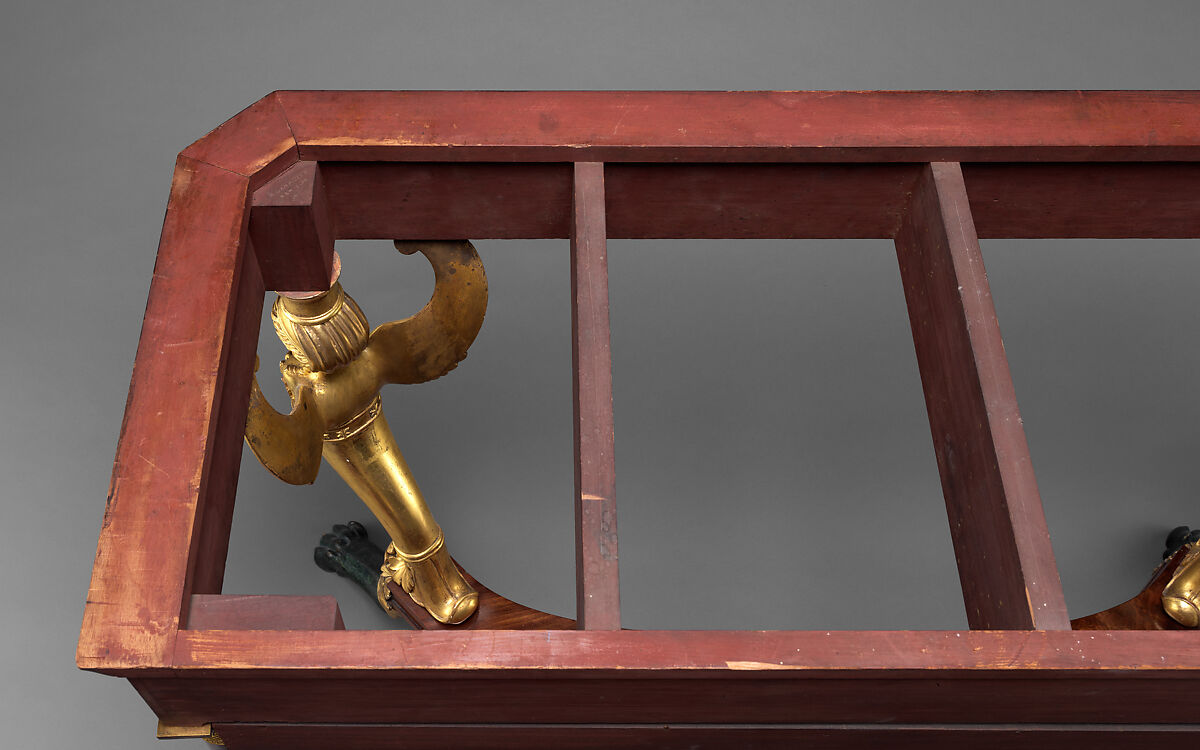 Pier Table, Charles-Honoré Lannuier (France 1779–1819 New York), Mahogany, mahogany veneer, pine, tulip poplar, maple, marble, gilded brass, die-stamped brass, plate glass, American