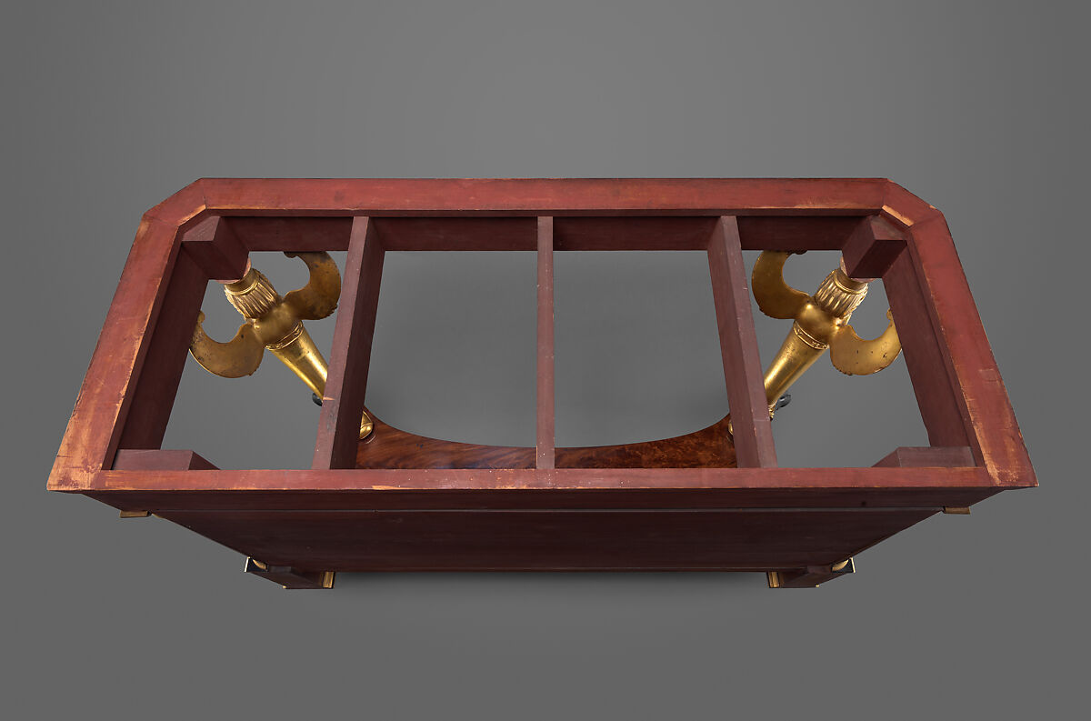 Pier Table, Charles-Honoré Lannuier (France 1779–1819 New York), Mahogany, mahogany veneer, pine, tulip poplar, maple, marble, gilded brass, die-stamped brass, plate glass, American