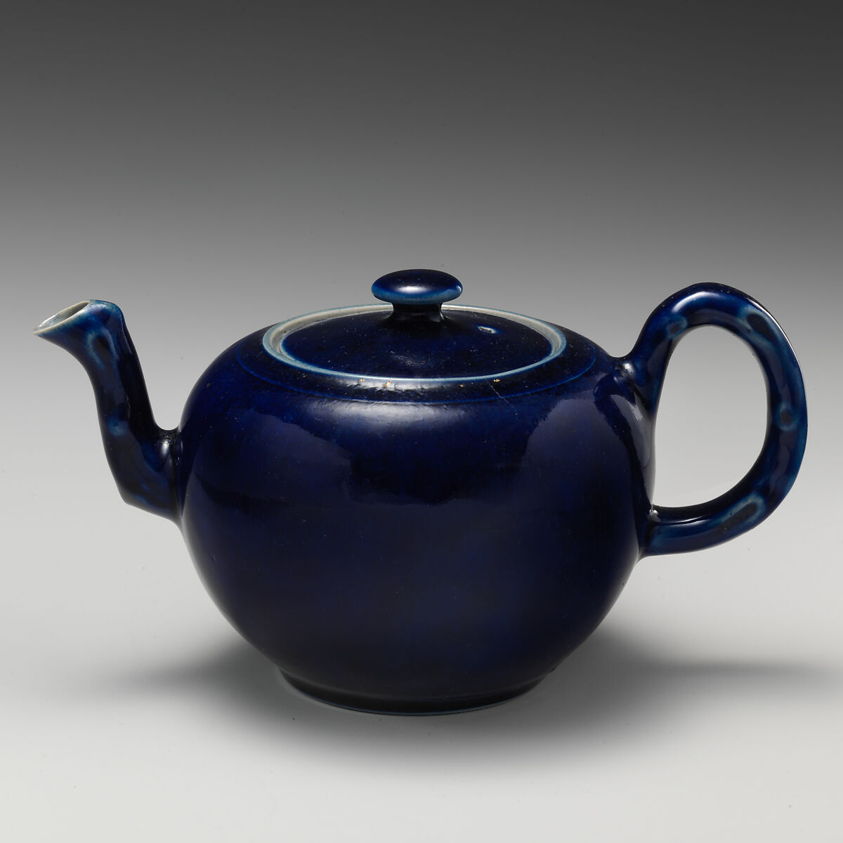 Teapot, Salt-glazed stoneware, British, Staffordshire 