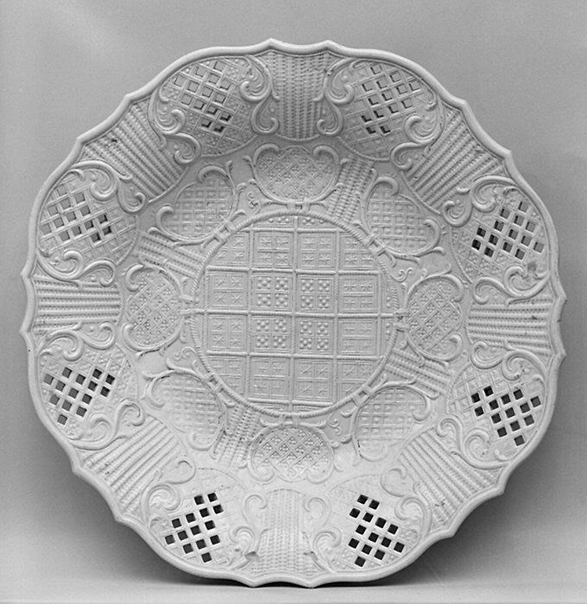 Plate, Salt-glazed stoneware, British, Staffordshire 