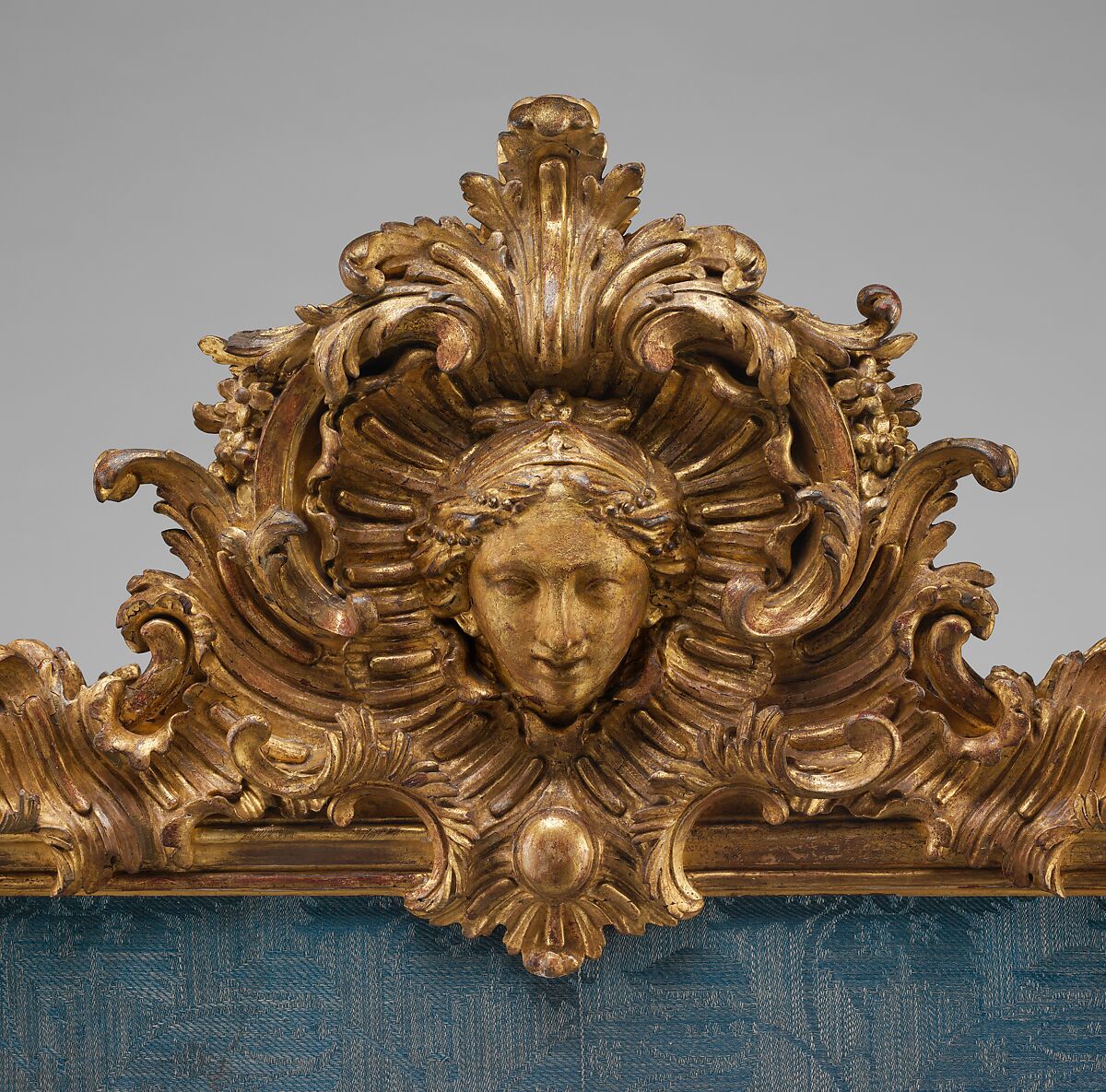 Fire screen, Probably carved by Ferdinand Hundt (ca. 1704–1758), Carved and gilded oak; silk panel not original to screen, German, Würzberg