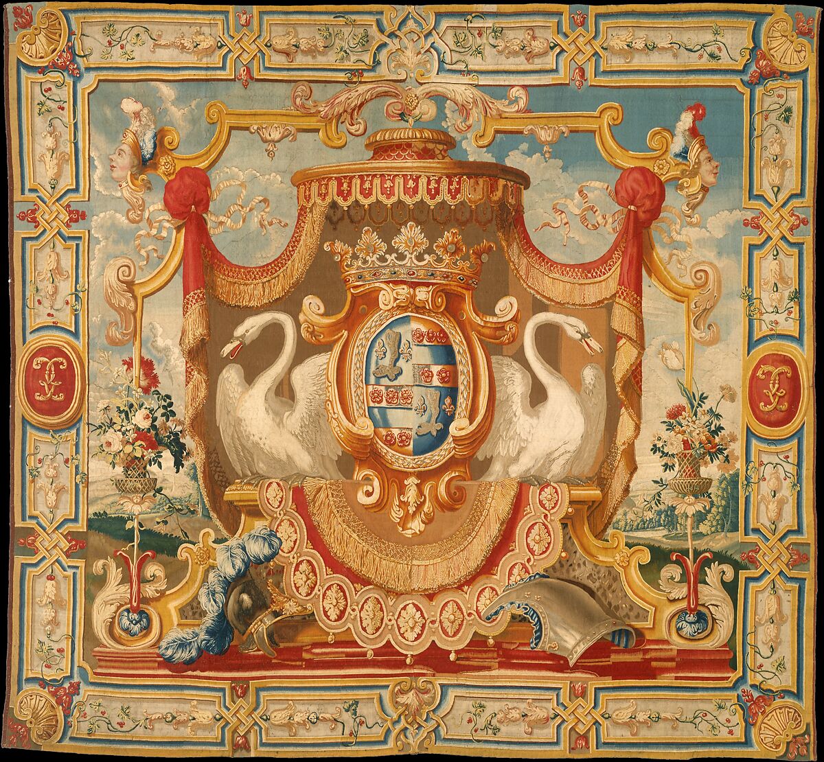 Arms of the Greder Family of Solothurn, Switzerland, Wool, silk, metal thread (20-22 warps per inch, 8-9 per cm.), French, possibly Paris or Lorraine 