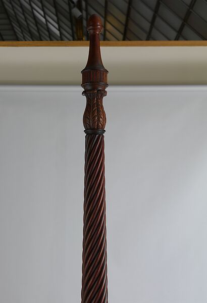 Bedstead, Duncan Phyfe (American (born Scotland), near Lock Fannich, Ross-Shire, Scotland 1768/1770–1854 New York), Mahogany, mahogany veneer, vert antique, gilded cast brass