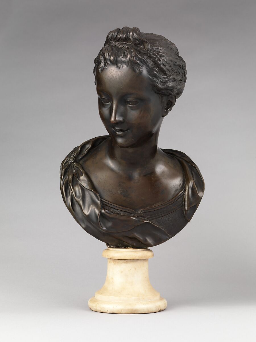 Young Girl, Robert Le Lorrain (French, 1666–1743), Bronze, olive-brown patina, French, Paris 