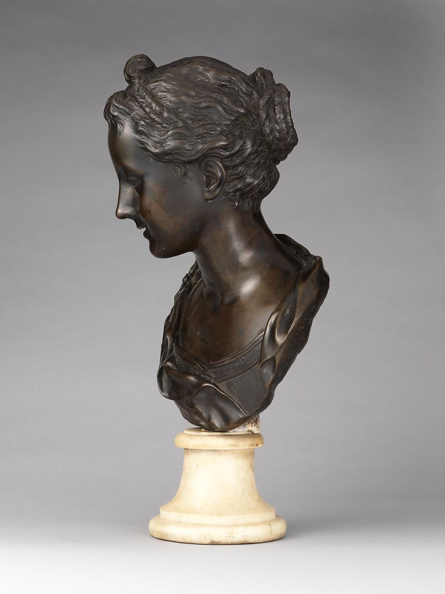Young Girl, Robert Le Lorrain (French, 1666–1743), Bronze, olive-brown patina, French, Paris