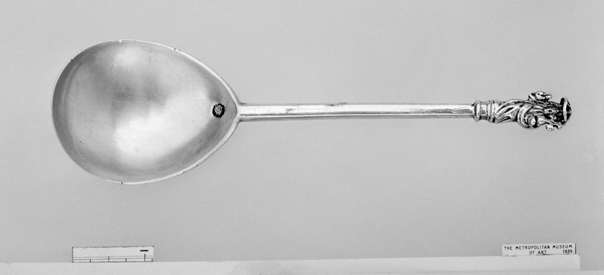 Master spoon, William Cawdell (British, 1560–1625), Silver, parcel gilt, British, London 