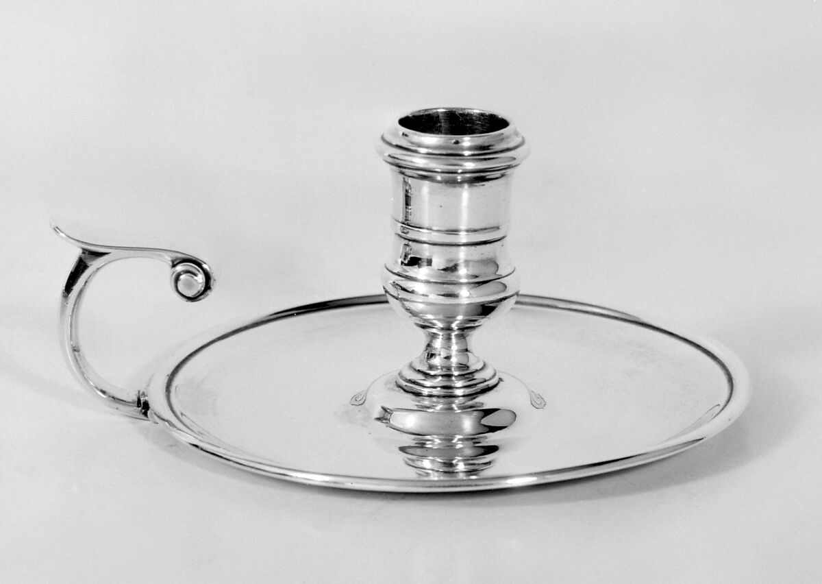 Bedroom candlestick, Paul Crespin (entered 1739), Silver, British, London 