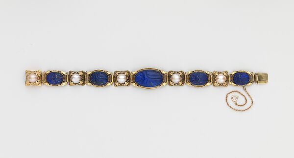 Bracelet, Edward Everett Oakes (American, 1891–1960), Gold, lapis, and pearls 