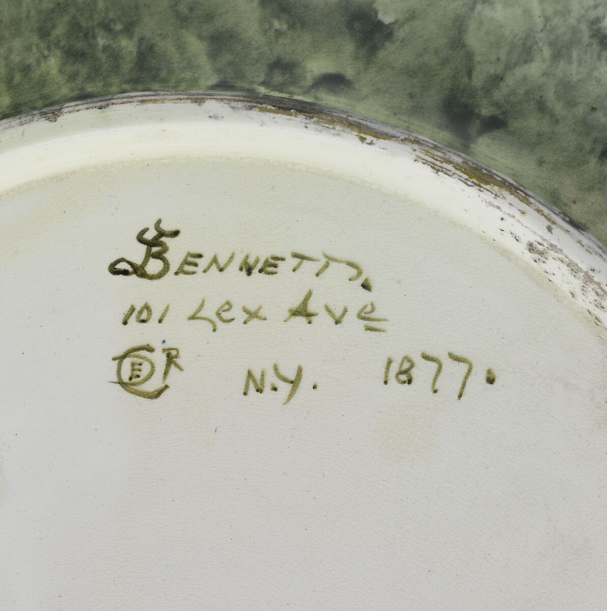 Charger, John Bennett (1840–1907), Painted and glazed earthenware, American