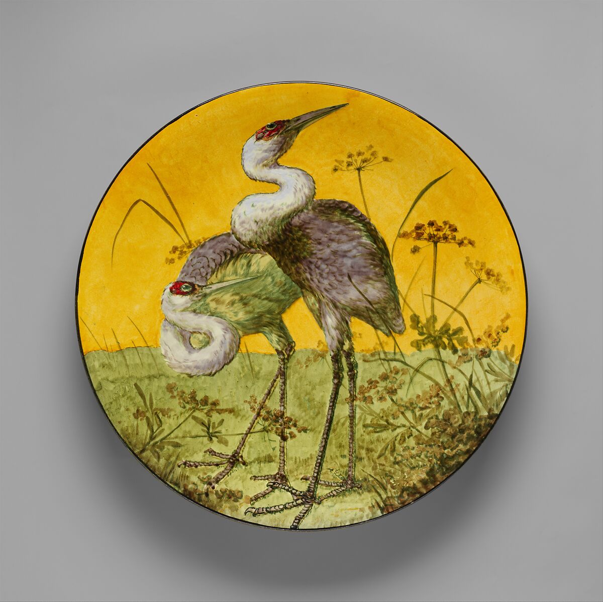 Charger, John Bennett (1840–1907), Painted and glazed earthenware, American