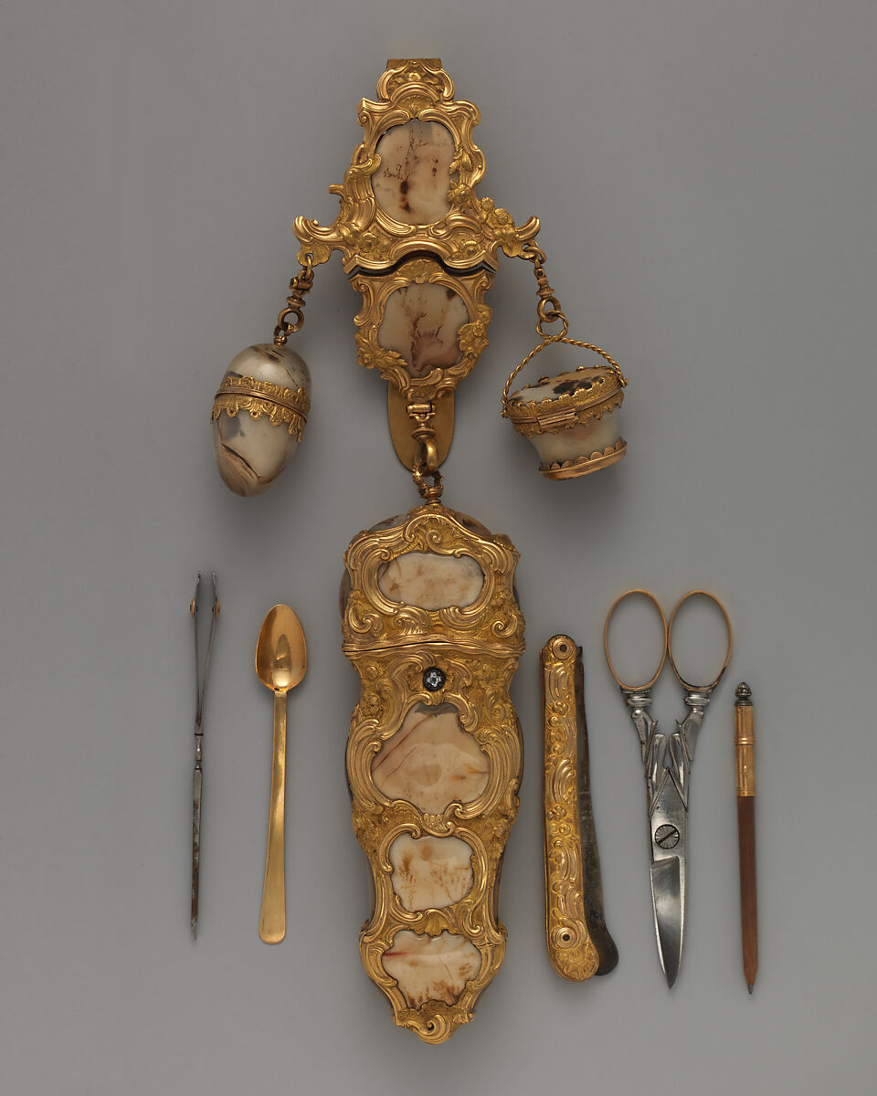 Chatelaine, Gold, moss agate, British