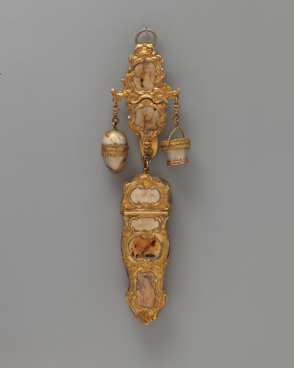 Chatelaine, Gold, moss agate, British