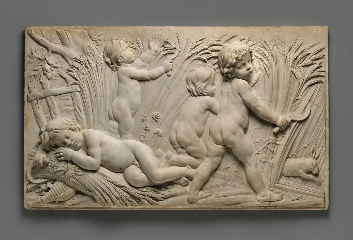 Summer (one of a set of four), After a model by Edme Bouchardon (French, Chaumont 1698–1762 Paris), Marble, French 