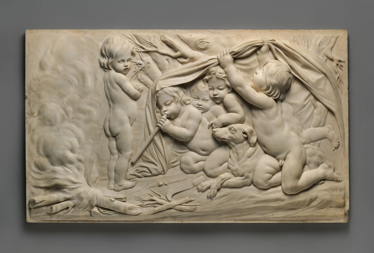 Winter (one of a set of four), After a model by Edme Bouchardon (French, Chaumont 1698–1762 Paris), Marble, French 