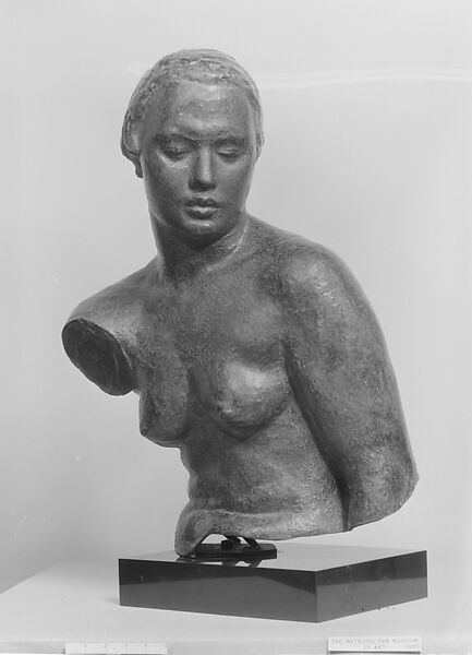 Torso of Meditation, Robert Wlérick (French, 1882–1944), Bronze on black marble rectangular base., French 