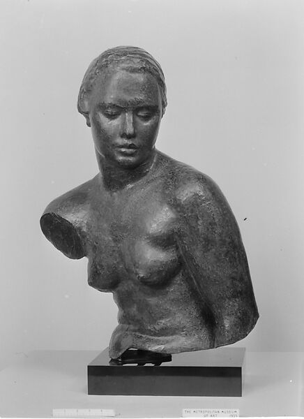 Torso of Meditation, Robert Wlérick (French, 1882–1944), Bronze on black marble rectangular base., French
