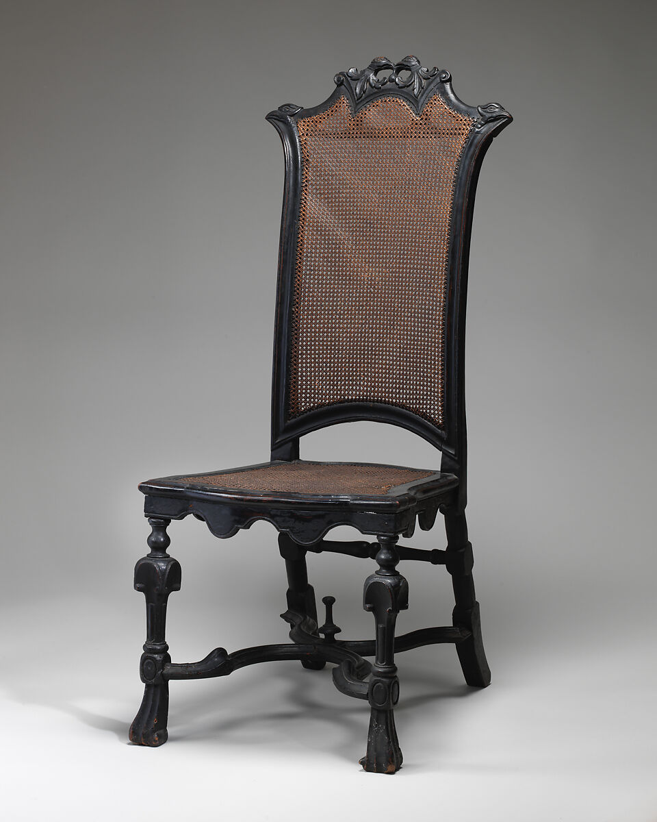 Side chair, Ebonized beech with rattan caning (original to chair), British 