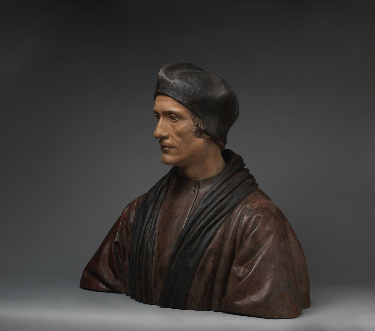 Portrait Bust of John Fisher, Bishop of Rochester, Pietro Torrigiano (Italian, Florence 1472–1528 Seville), Polychrome terracotta, British