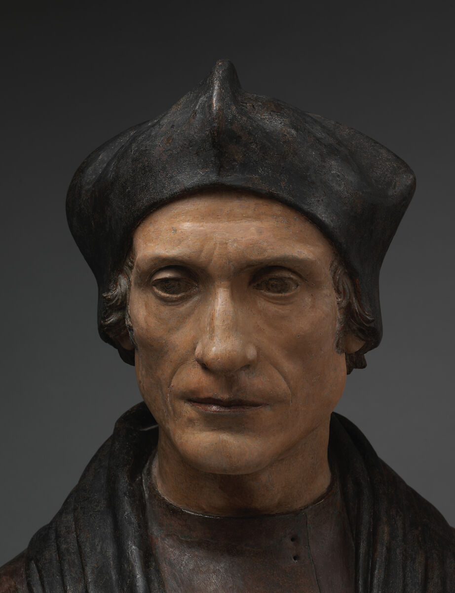 Portrait Bust of John Fisher, Bishop of Rochester, Pietro Torrigiano (Italian, Florence 1472–1528 Seville), Polychrome terracotta, British