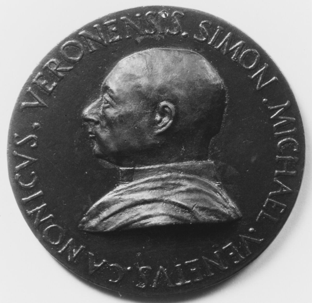 Simone Michieli, Canon of Verona (1498–1535), Medalist: Fra Antonio da Brescia (active ca. 1485–1525), Bronze, olive-brown patina, cast, Northern Italian 